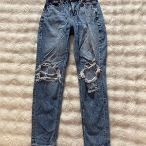 American Eagle Outfitters Distressed Blue Skinny Jeans